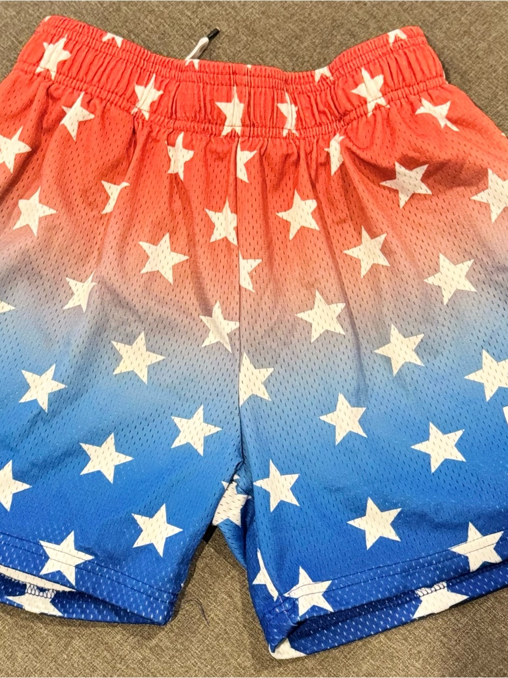 Men's Gradient Red to Blue Star Athletic Shorts